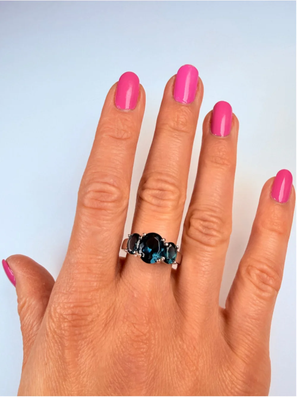 SETA 2.5 CT London Blue Topaz Trinity Trilogy 925 Sterling Silver Designer Ring